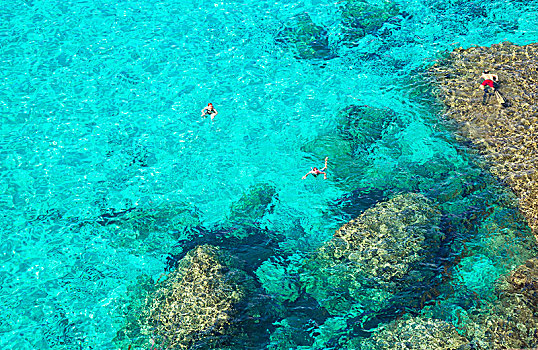 人,游泳,水,米诺卡岛,巴利阿里群岛,西班牙,欧洲