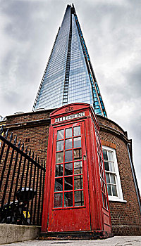仰视,碎片,建筑,地标,伦敦,高耸,上方,历史,房子,传统,红色,公用电话,盒子