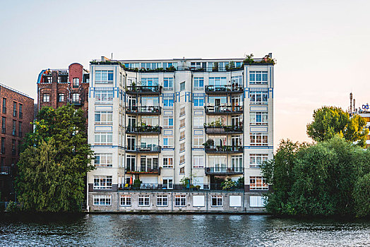 住宅建筑,堤岸,德国,柏林,欧洲