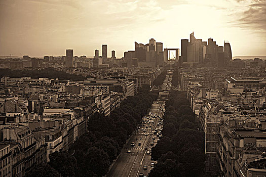 巴黎,屋顶,城市,天际线,拉德芳斯,商务区,法国