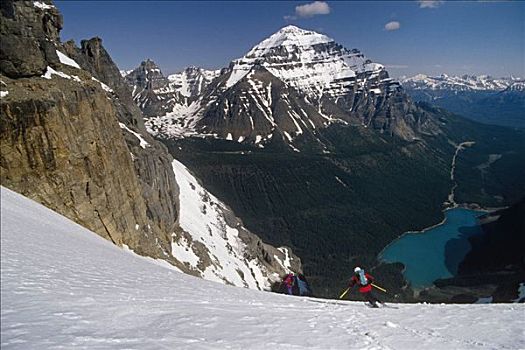 边远地区,滑雪,梦莲湖,艾伯塔省,加拿大,冬天,景色