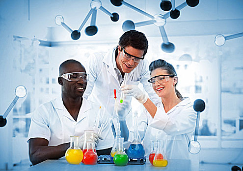化学家,检查,试管,实验室,电脑合成,背景