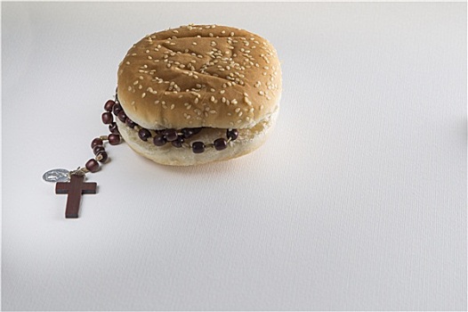 快餐,面包,神圣,念珠,项链