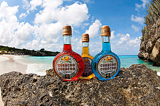 瓶子,彩色,利口酒,蓝色,威廉斯塔德,荷兰,安的列斯群岛,加勒比