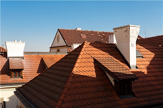 布拉格,红色,屋顶