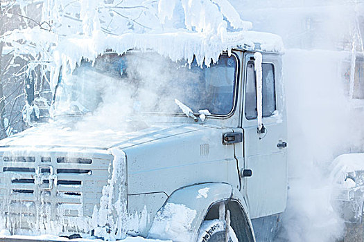 冰冻,卡车,寒冷天气