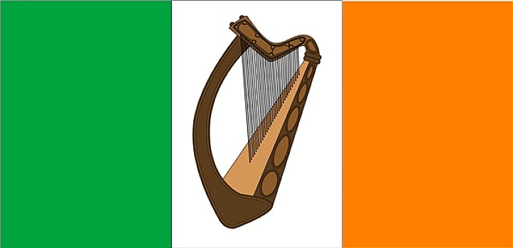 爱尔兰,旗帜,竖琴