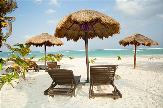 椅子,伞,海滩