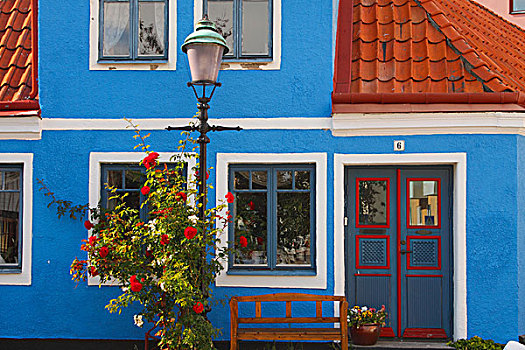 蓝色,房子,老城,瑞典