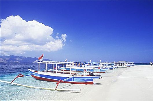 泊船,海滩,巴厘岛,印度尼西亚