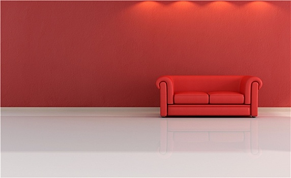 简约,红色,休闲沙发