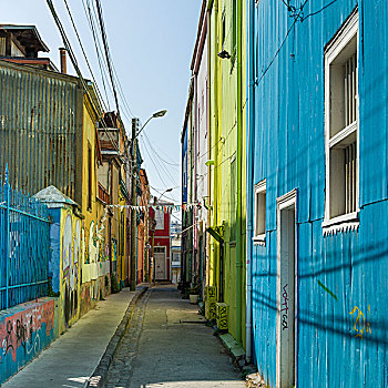 房子,狭窄街道,瓦尔帕莱索,智利