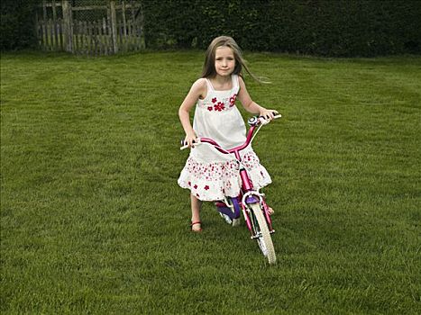 女孩,自行车
