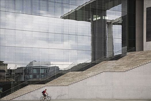 人,骑,自行车,过去,德国联邦议院,柏林,德国