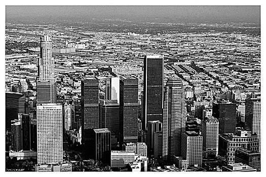 地区,风景,飞行,上方,洛杉矶,天际线,市区