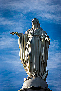 雕塑,圣母玛利亚,地区,圣地亚哥,智利