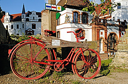 自行车,引导,咖啡,宫殿,花园,城堡,巴泽多,设计,梅克伦堡前波莫瑞州,德国,欧洲