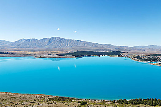 风景,湖,夏天,新西兰