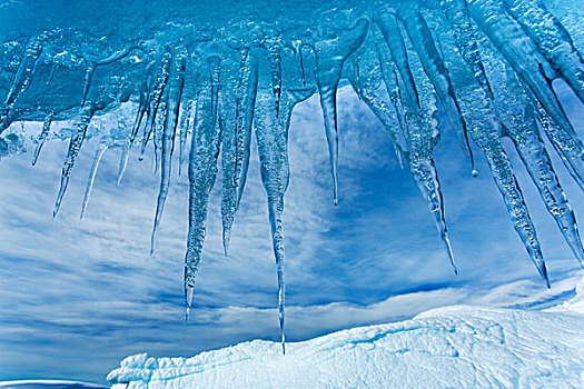 南极,冰柱,悬挂,冰山,靠近,岛屿,湾,南极半岛