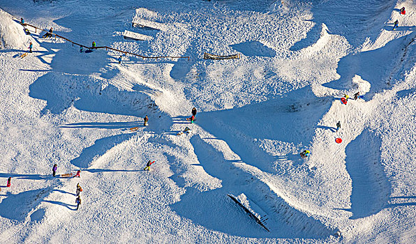 斜坡,滑雪,雪橇,冬季运动,藻厄兰,北莱茵威斯特伐利亚,德国