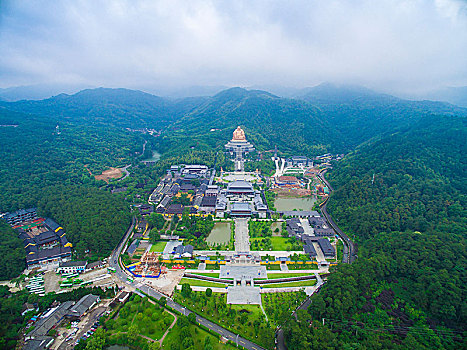 奉化,雪窦山,航拍,全景,弥勒,佛像,寺院,山,自然,生态,绿色,道场