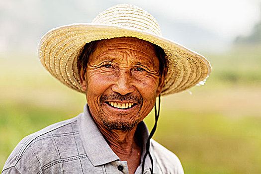 头像,微笑,农民,乡村,中国,山西