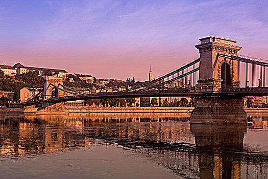 布达佩斯,链索桥,黎明
