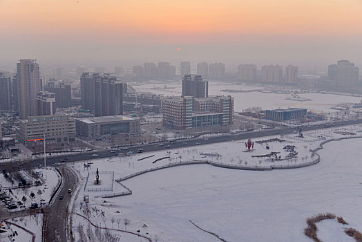 油城大庆冬季城市风光美