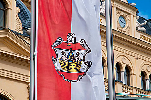 旗帜,巴登,靠近,维也纳,下奥地利州,奥地利,欧洲