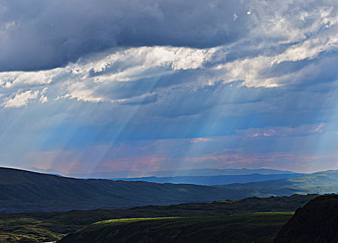太阳光线,填加,夏日天空,德纳里峰国家公园,阿拉斯加,美国