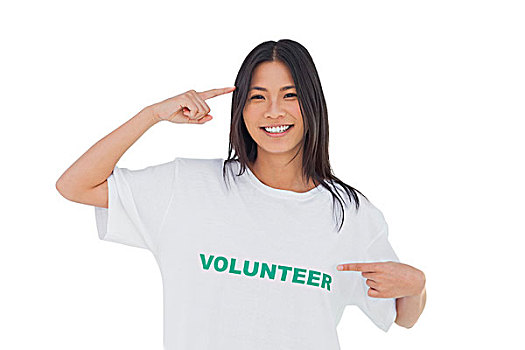 微笑,女人,指向,志愿者,t恤