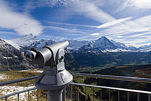 望远镜,风景,第一,山,格林德威尔,艾格尔峰,伯尔尼,区域,伯恩,瑞士,欧洲