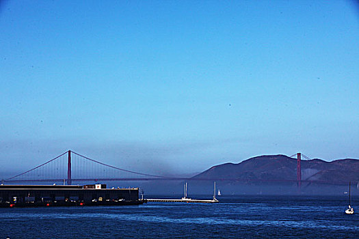 金门大桥,渔船,哥拉德利广场,蓝天,北美洲,美国,加利福尼亚州,旧金山,风景,全景,文化,景点,旅游