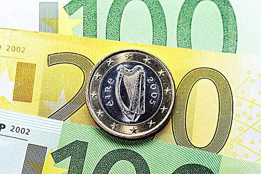 爱尔兰,一个,欧元,硬币,货币,象征,图像,欧盟