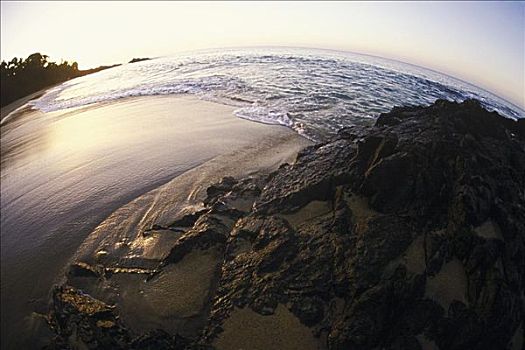 俯拍,石头,海岸,加勒比海