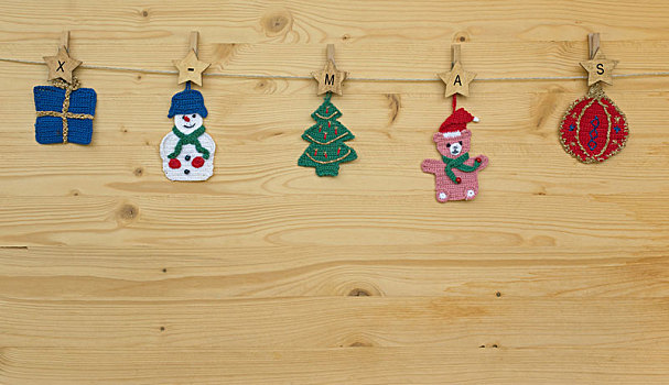 几个,编织品,圣诞节,标签,联结,绳,木头,文字,圣诞