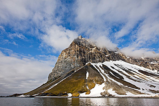 挪威,斯瓦尔巴特群岛,斯匹次卑尔根岛,岛屿,山峰,入口