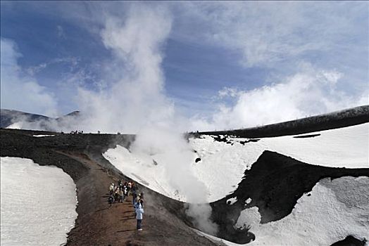 埃特纳山,火山口,喷发,2002年,西西里,意大利