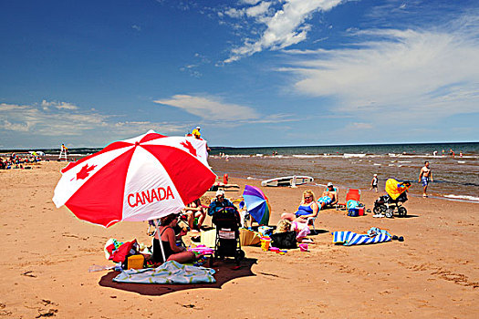 游客,海滩,大西洋,王子,岛屿,国家,公园,爱德华王子岛,加拿大,北美