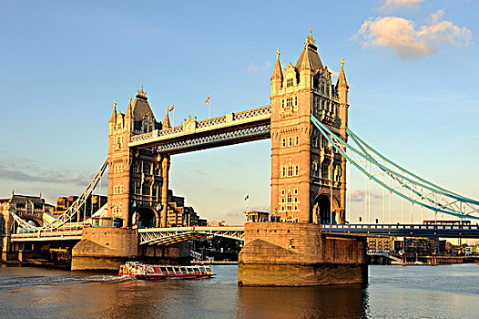 风景,南,泰晤士河,新哥德式,活动衍架,桥,塔桥,伦敦,英格兰,英国,欧洲