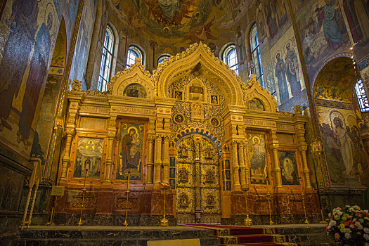 俄罗斯圣彼得堡滴血大教堂内部,基督复活教堂