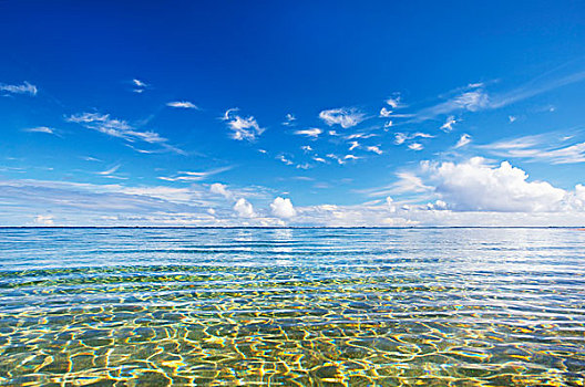 清水,太平洋,海洋,蓝天,云,考艾岛,夏威夷,美国