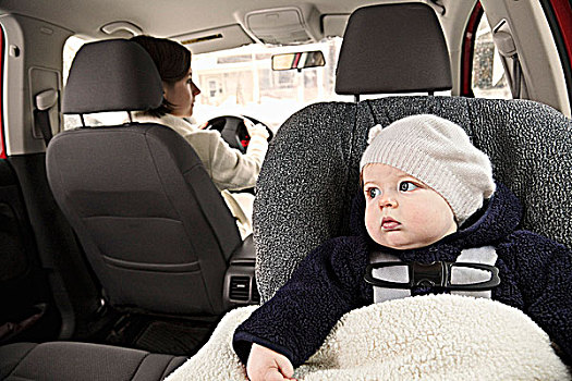 婴儿,座椅,母亲,驾驶