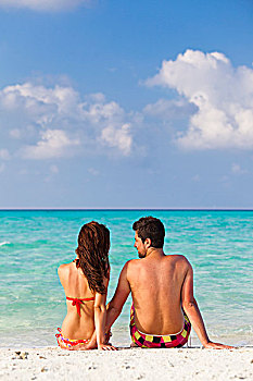 马尔代夫,环礁,岛屿,情侣,蜜月,坐