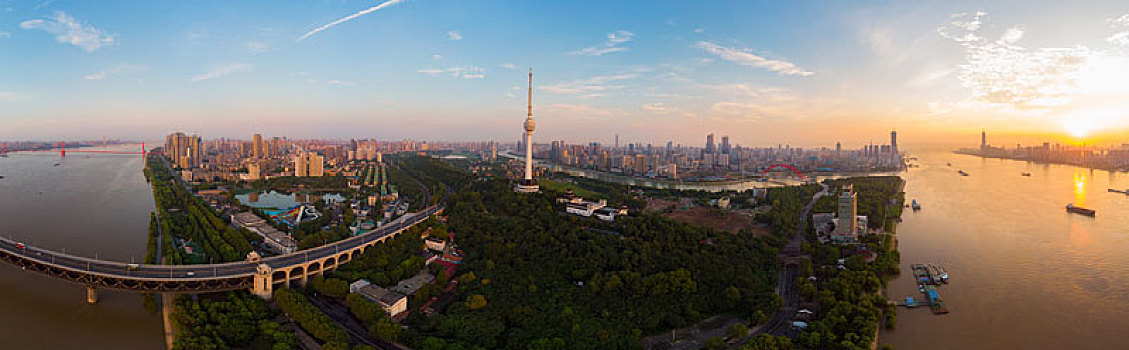 武汉,夏日,城市,航拍,日出,风光