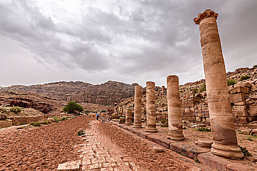 古老,柱子,神庙,佩特拉,约旦