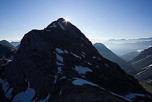 山,脸,早晨,亮光,阿尔卑斯山,提洛尔,奥地利