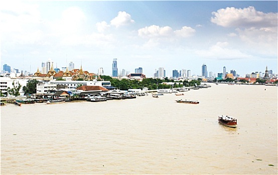 航拍,曼谷,城市,湄南河