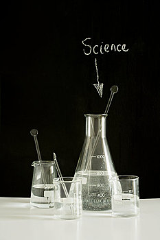 科学,烧杯,长颈瓶