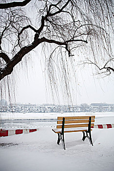 中国河南信阳都市雪景